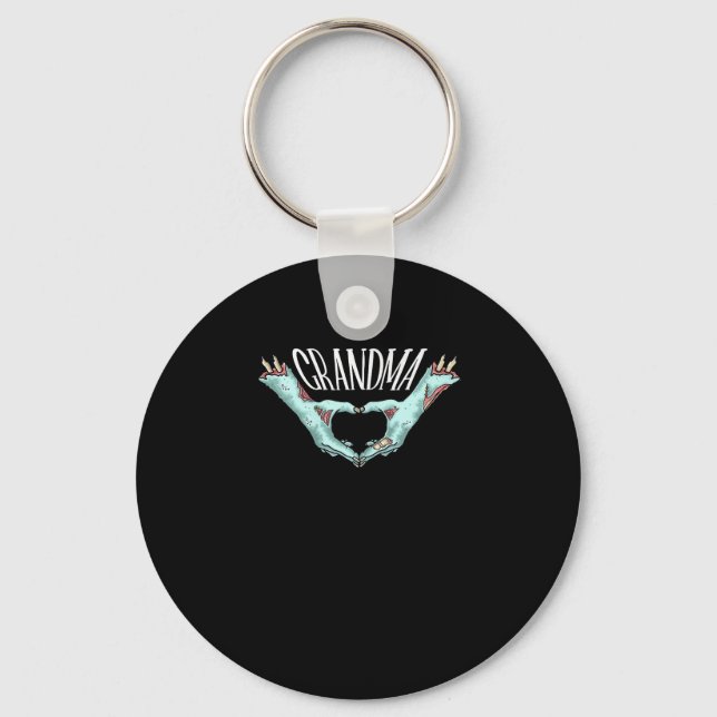 Grandma Zombie Hand Heart Halloween Costume Family Keychain (Front)