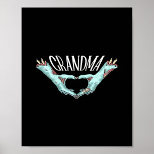 Grandma Zombie Hand Heart Halloween Costume Family Poster