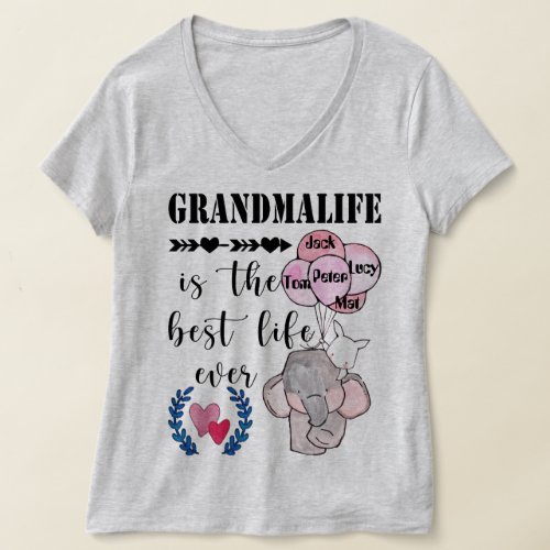 Grandmalife Is The Best Life Personalized Grandma T_Shirt