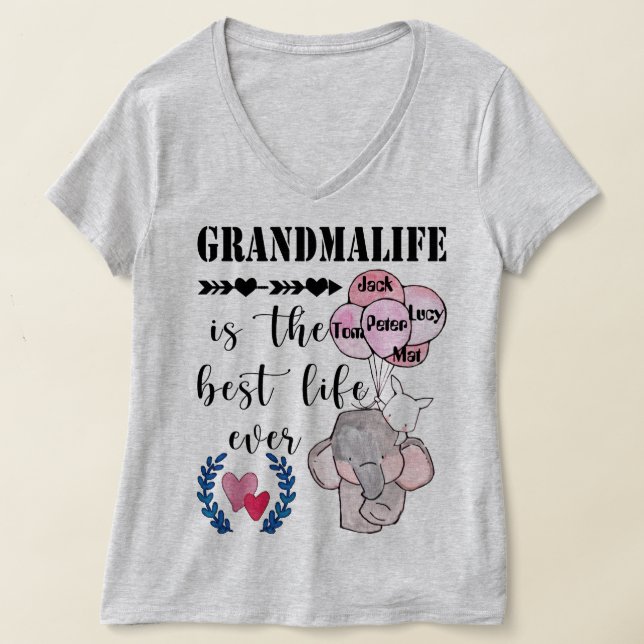 Grandmalife Is The Best Life Personalized Grandma T-Shirt (Laydown)