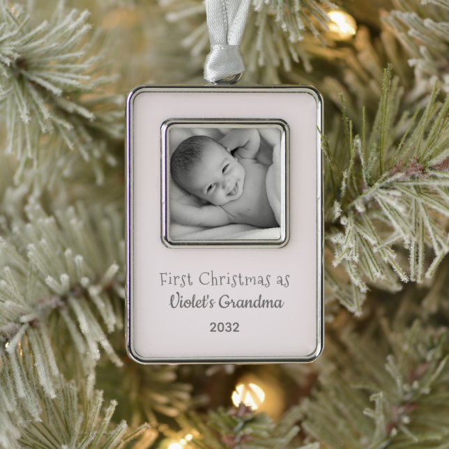Grandma's 1st Christmas Personalized Photo Name Christmas Ornament (Tree)