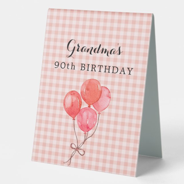 Grandma's 90th Birthday Table Tent (Front)