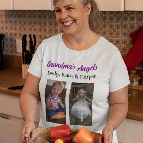 Grandmas Angels  Personalized Photo and Names Plus Size T_Shirt