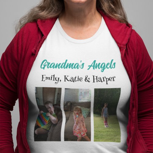 Grandmas Angels  Personalized Photo and Names Plus Size T_Shirt