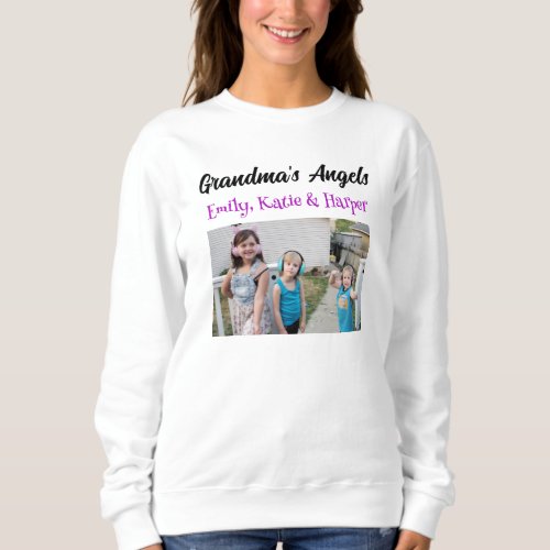 Grandmas Angels  Personalized Photo and Names Sweatshirt