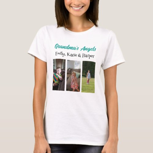 Grandmas Angels  Personalized Photo and Names T_Shirt