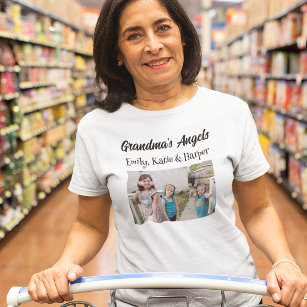 Grandma's Angels   Personalized Photo and Names T-Shirt