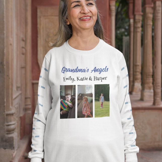 Grandma's Angels | Personalized Photo and Names T-Shirt (Creator Uploaded)
