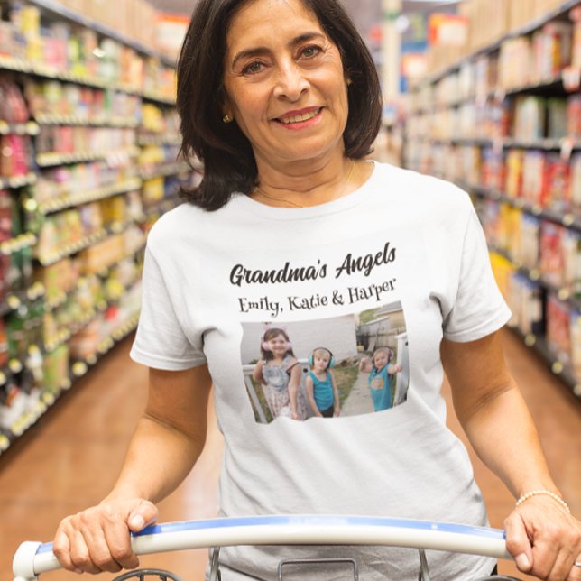 Grandma's Angels | Personalized Photo and Names T-Shirt (Creator Uploaded)