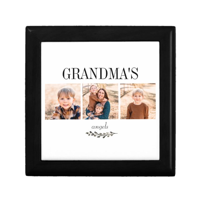 Grandma's Angels Photo Collage Foliage Jewelry Gift Box (Front)
