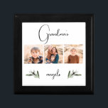 Grandma's Angels Photo Collage Greenery Gift Box<br><div class="desc">Custom Multi-Photo Collage Jewelry Keepsake Box.  Grandma Gift.  3 Photos.  Grandma's Angels.  Grandma can be changed to any name.  Simple.  Watercolor greenery.</div>