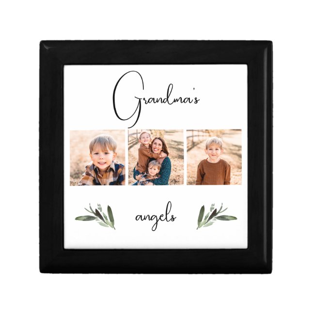 Grandma's Angels Photo Collage Greenery Gift Box (Front)