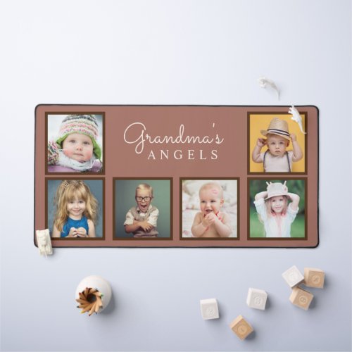 Grandmas Angels Six Photos of Grandchildren Desk Mat