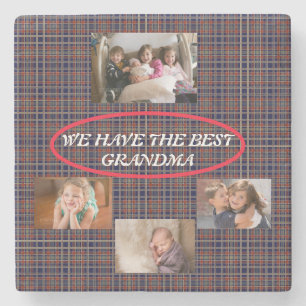 Grandma's Are Like Cookies Plain White Font Photos Stone Coaster