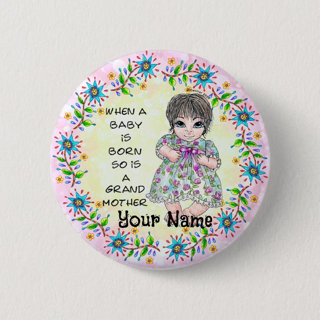 Grandmas Baby Girl  Button (Front)