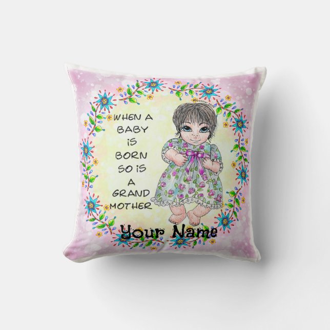 Grandmas Baby Girl   Throw Pillow (Front)