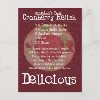 Grandma's Best Cranberry Relish Recipe Postcard