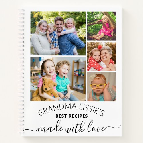 Grandmas Best Recipes Cookbook 6 Photo Collage Notebook