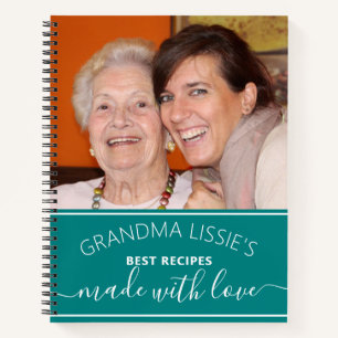 Grandma's Best Recipes Photo Cookbook Teal Notebook