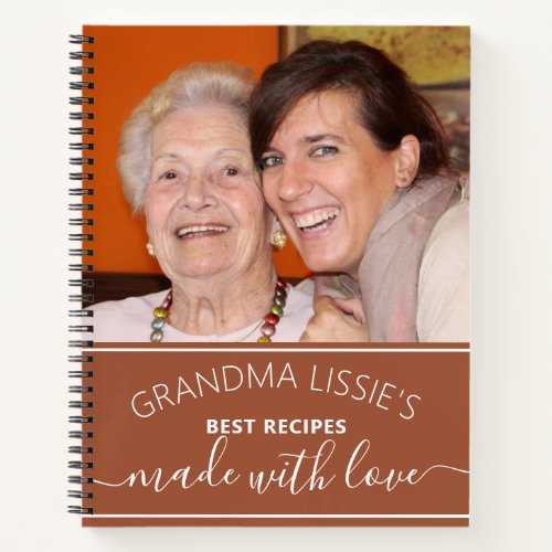 Grandmas Best Recipes Terracotta Photo Cookbook   Notebook