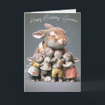 Grandma's Birthday Bunnies Card<br><div class="desc">Cute bunny with her babies for Grandma's birthday.
Inside text is editable.</div>
