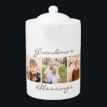 Grandma's Blessings Multi-Photo Collage Teapot<br><div class="desc">Custom Multi-Photo Collage Teapot.  Grandma Gift.  5 Photos.  Grandma's Blessings.</div>