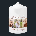 Grandma's Blessings Multi-Photo Collage Teapot<br><div class="desc">Custom Multi-Photo Collage Teapot.  Grandma Gift.  5 Photos.  Grandma's Blessings.</div>