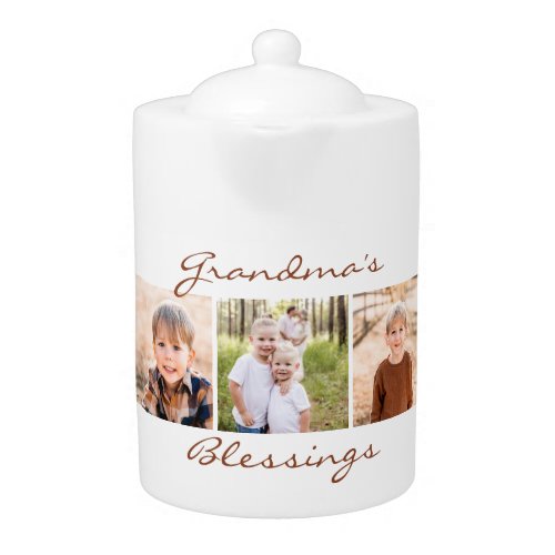 Grandmas Blessings Multi_Photo Collage Teapot