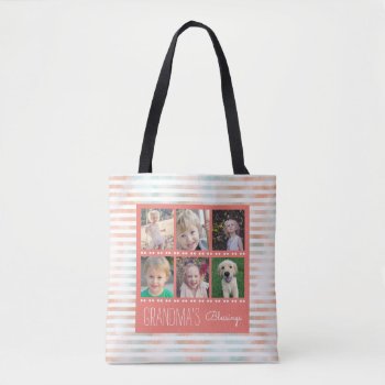 Grandma's Blessings Orange & Teal Photo Collage Tote Bag by daisylin712 at Zazzle