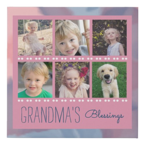 Grandmas Blessings  Photo Collage Pink Faux Canvas Print