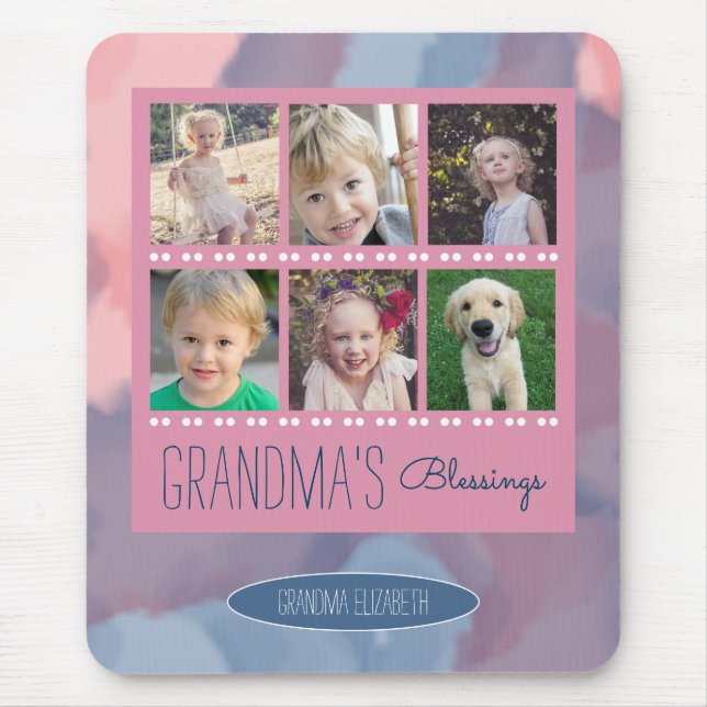 Grandma's Blessings | Photo Collage Pink Mouse Pad (Front)