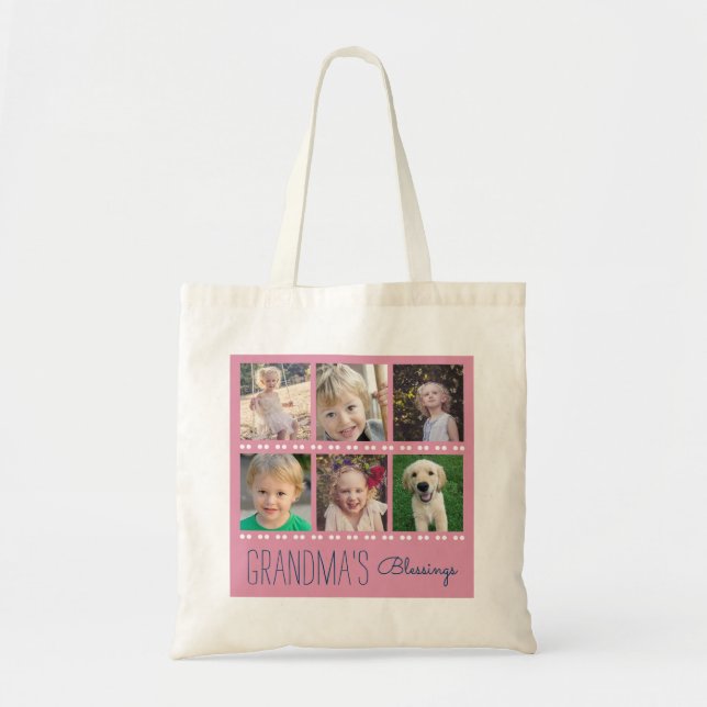 Grandma's Blessings Photo Collage Tote Bag (Front)