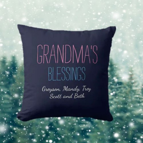 Grandmas blessings with grandkids names pillow