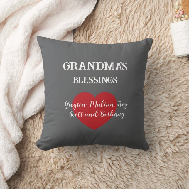 Grandma's blessings with grands names pillow (Blanket)