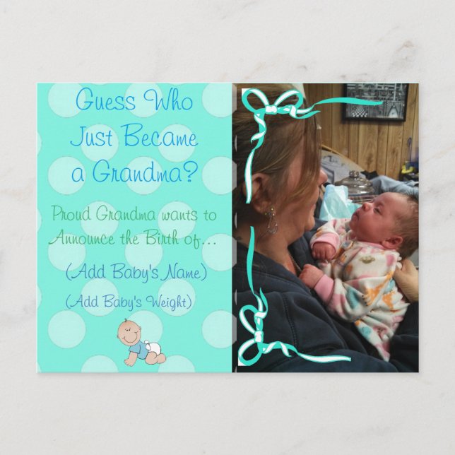 Grandma's Bragging Rights Announcement Postcard (Front)