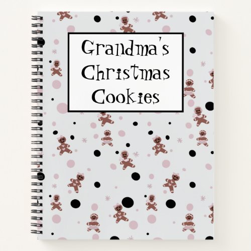 Grandmas Christmas Cookie Recipe Patterned Notebook
