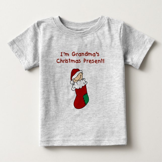Grandma's Christmas Present Baby T-Shirt (Front)
