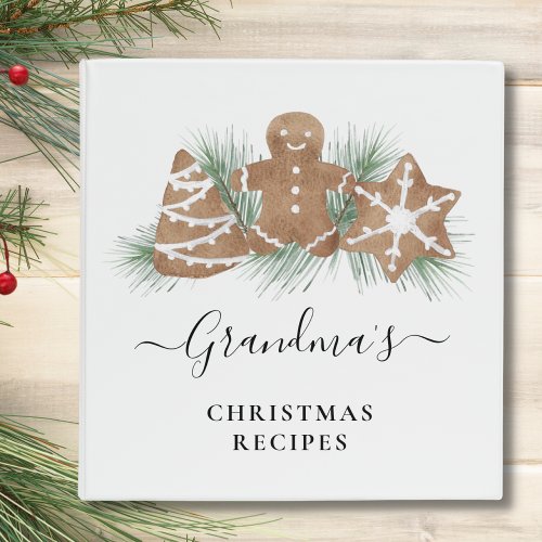 Grandmas Christmas Recipes 3 Ring Binder