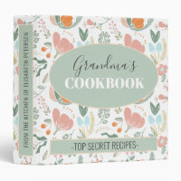 Grandmas cookbook floral retro pattern recipes 3 ring binder