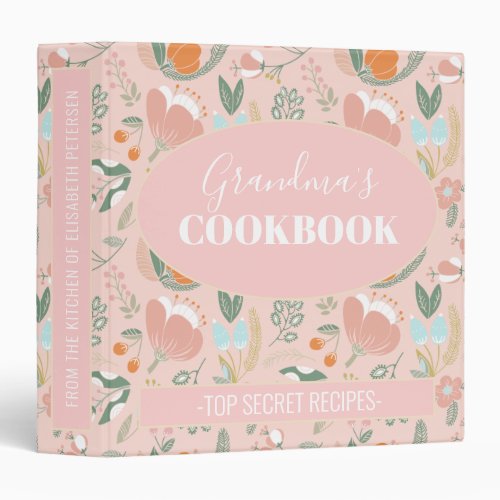 Grandmas cookbook floral retro pattern recipes 3 ring binder