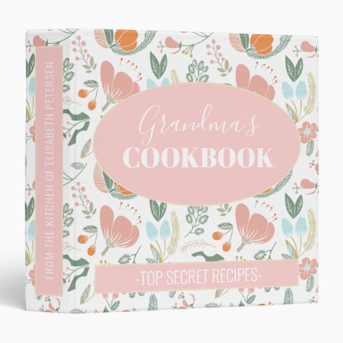 Grandmas cookbook floral retro pattern recipes 3 ring binder