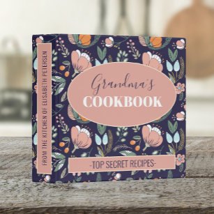 Grandmas cookbook floral retro pattern recipes 3 ring binder