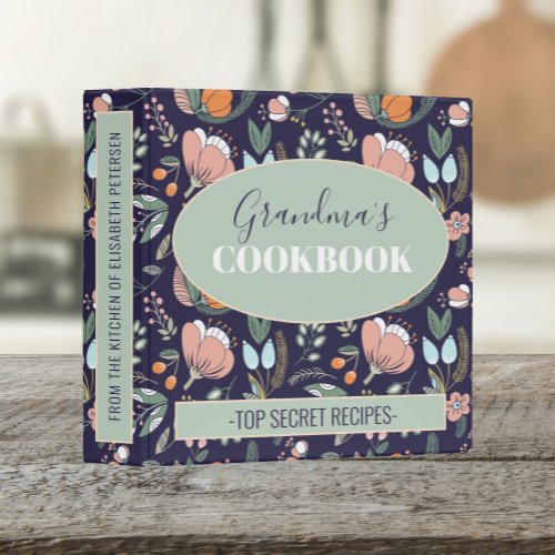 Grandmas cookbook floral retro pattern recipes 3 ring binder