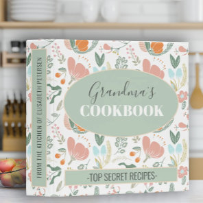 Grandmas cookbook floral retro pattern recipes 3 ring binder