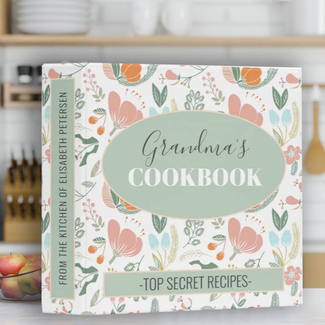 Grandmas cookbook floral retro pattern recipes 3 ring binder (Creator Uploaded)