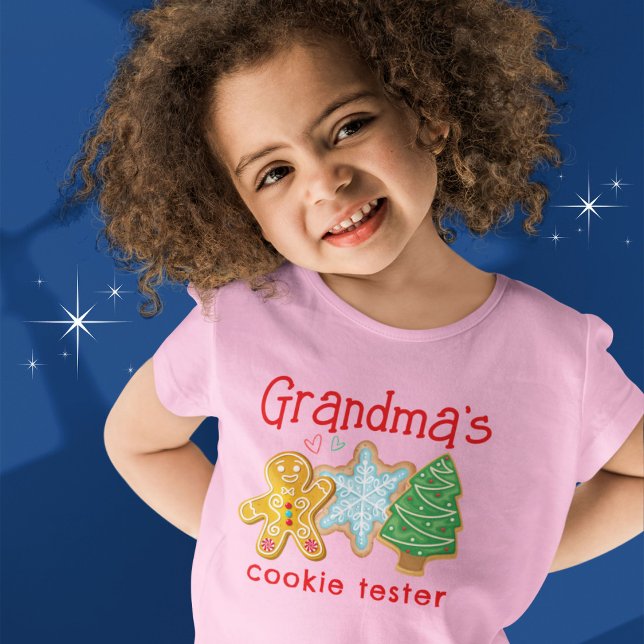Grandma's Cookie Tester Cute Christmas Cookie T-Shirt (Customizable. Available in multiple colors, sizes and types. )