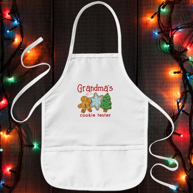 Grandma's Cookie Tester Cute Christmas Helper Kids' Apron (Creator Uploaded)