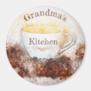 Grandma's Cozy kitchen coffee cup coffee beans Magnet