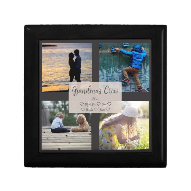 Grandma's Crew Custom  4 Photo Grid  Gift Box (Front)