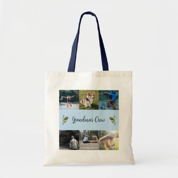 Grandma's Crew Custom 6 Photo Grid Roses  Blue  To Tote Bag by KybritorKreations at Zazzle